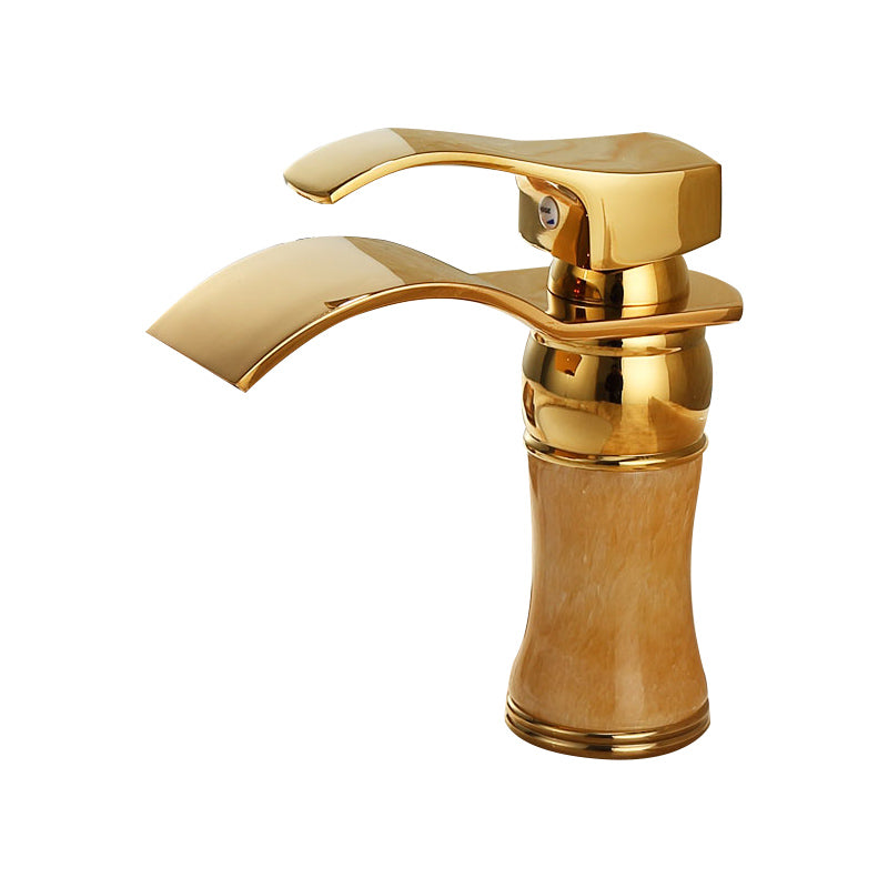 Wall-mounted Copper Roman Bath Faucet Low Arc Roman Bath Faucet Set with Jade