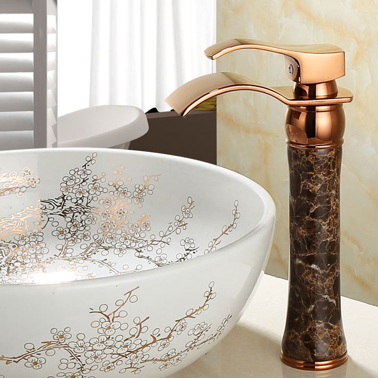 Wall-mounted Copper Roman Bath Faucet Low Arc Roman Bath Faucet Set with Jade