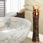 Wall-mounted Copper Roman Bath Faucet Low Arc Roman Bath Faucet Set with Jade