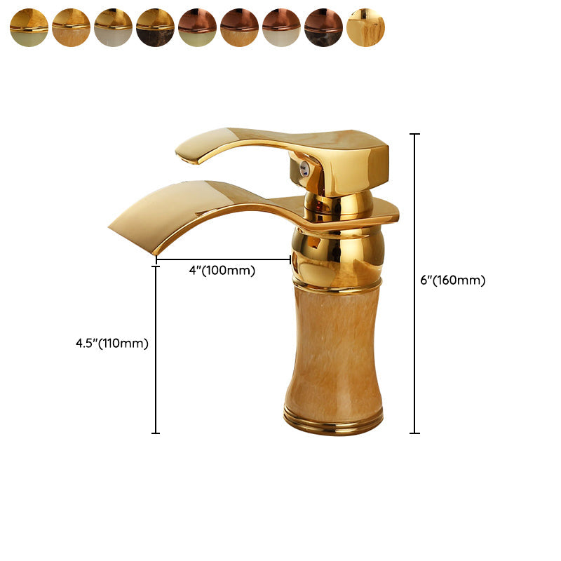 Wall-mounted Copper Roman Bath Faucet Low Arc Roman Bath Faucet Set with Jade
