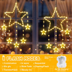 Quntis 2Pcs 95cm Large Christmas Window Lights, 84LED 12 Stars Battery Operated Christmas Silhouette Sparkle Star Lights with Timer Memory, 8 Modes Xmas Indoor Outdoor Hanging Decoration, Warm White