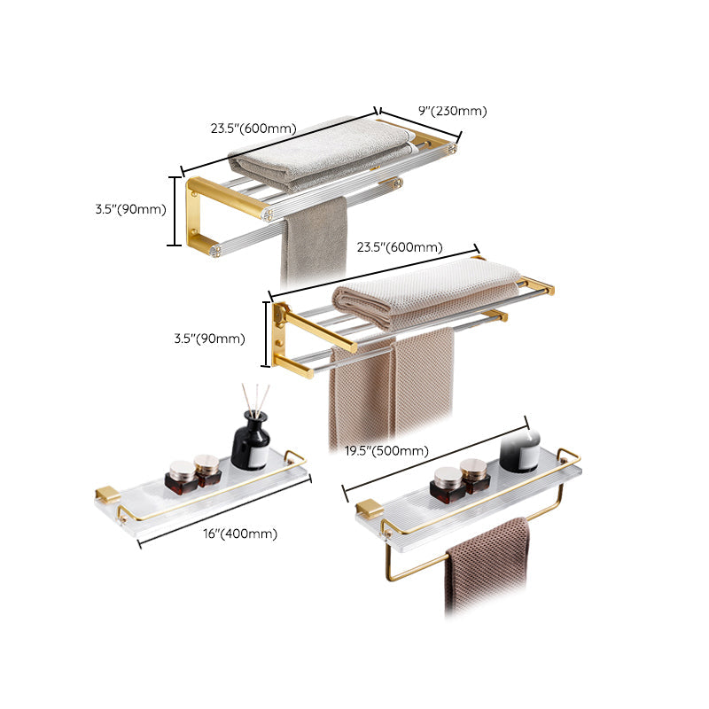 Bathroom Accessories Set in Gold Metal and Acrylic Bathroom Accessories Set