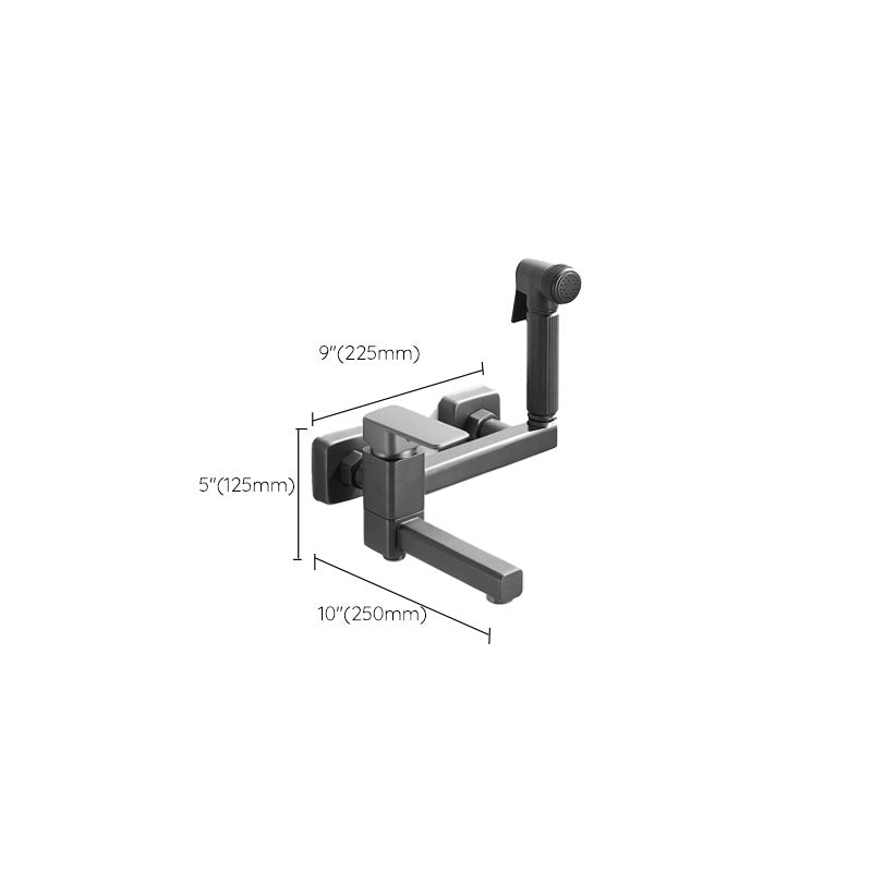 Modern Bathtub Faucet Copper with Handheld Shower Wall-Mounted Bathtub Filler