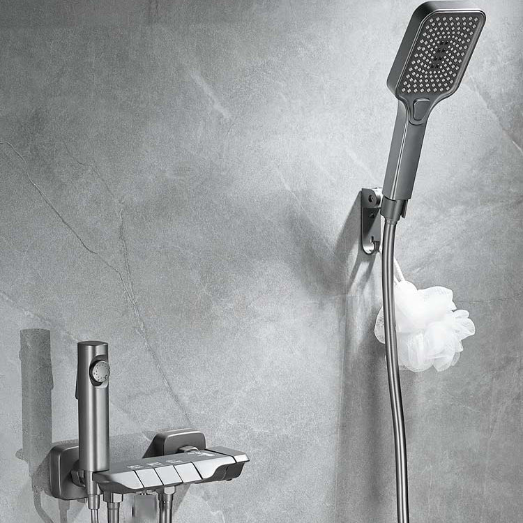 Push-button shower system wall mounting hand shower square shower system with shower hose