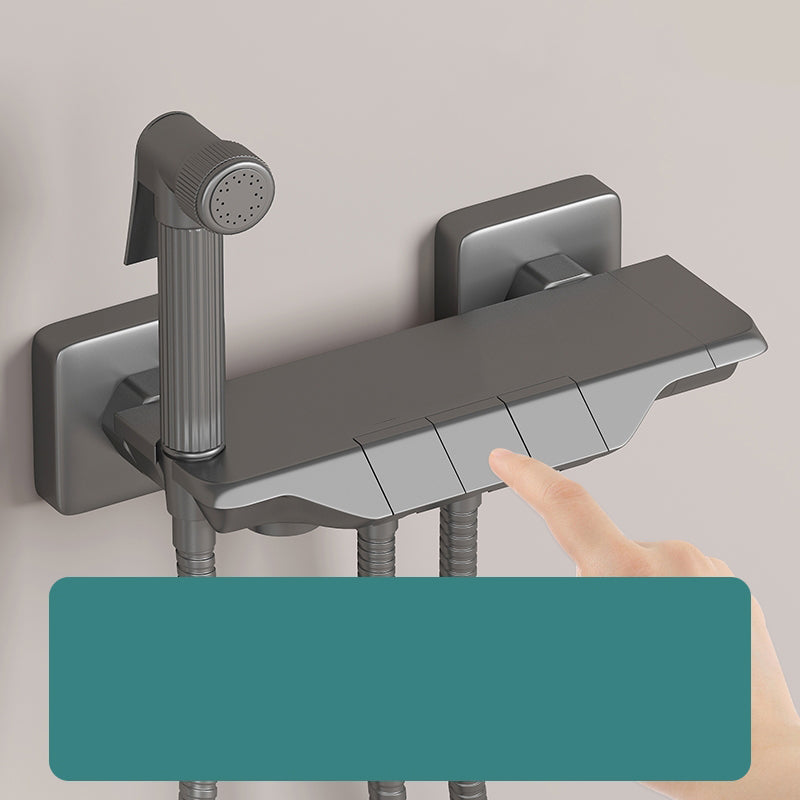 Push-button shower system wall mounting hand shower square shower system with shower hose