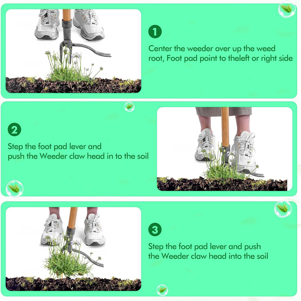 Weed puller with 4-claw head – Effective garden tool made of iron for root removal