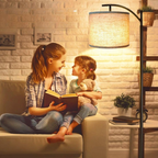Floor lamp with 3 color temperatures LED bulb, floor lamp high industrial floor lamp reading for bedroom, office, white lampshade included