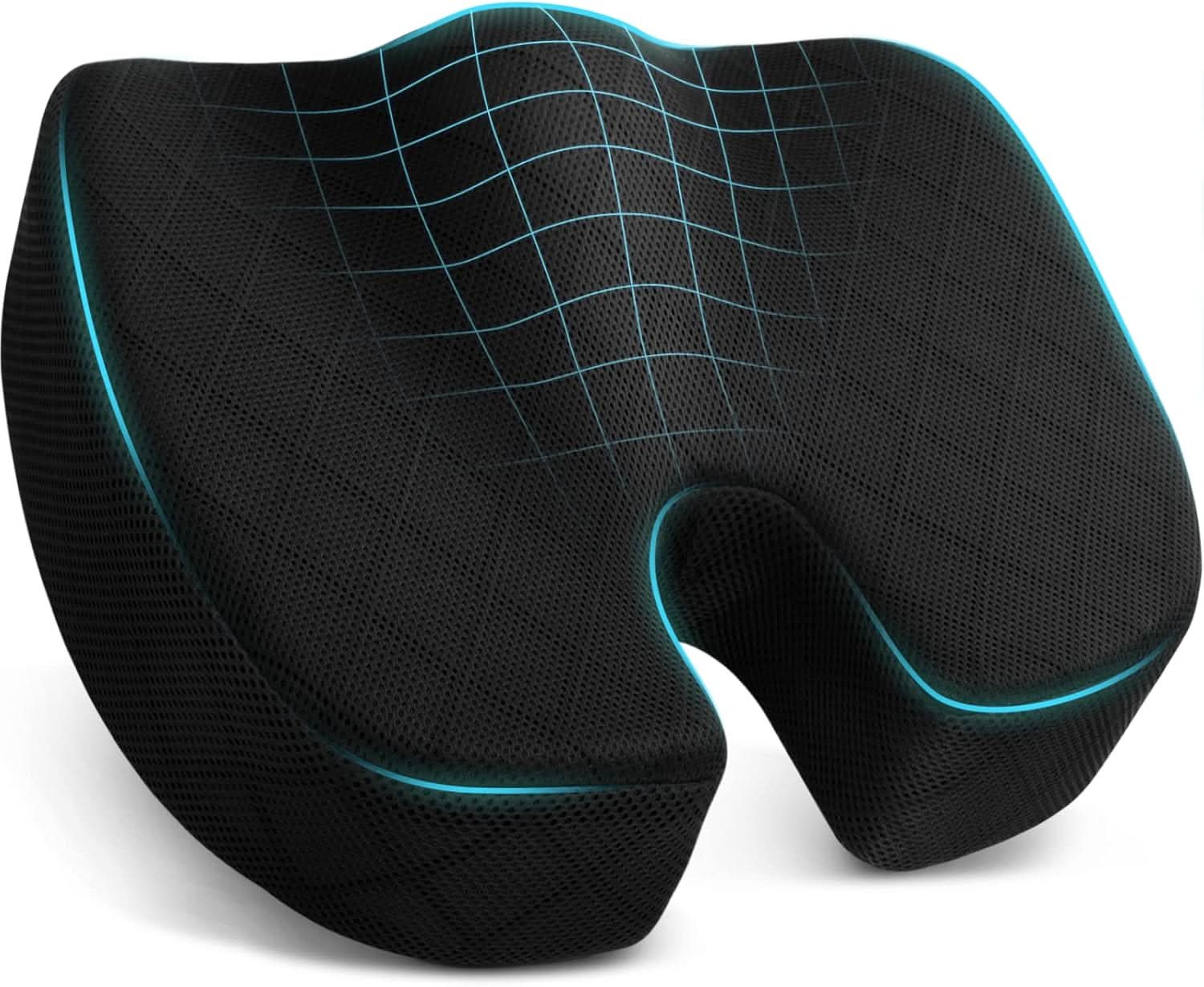 Memory Foam Seat Cushion for Office, Car and Travel with Supportive Contour