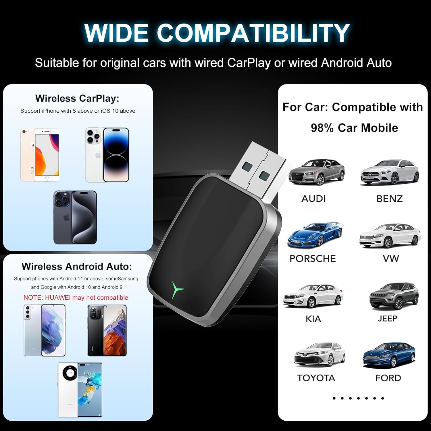 Mini Wireless CarPlay Adapter with Dual-Band Connection and Compact Design – Novaro