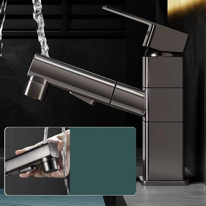 Bathroom Vessel Faucet Swivel Spout Single Handle Faucet with Pull-Out Spray Head