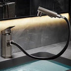 Bathroom Vessel Faucet Swivel Spout Single Handle Faucet with Pull-Out Spray Head