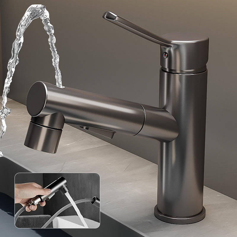 Bathroom Vessel Faucet Swivel Spout Single Handle Faucet with Pull-Out Spray Head