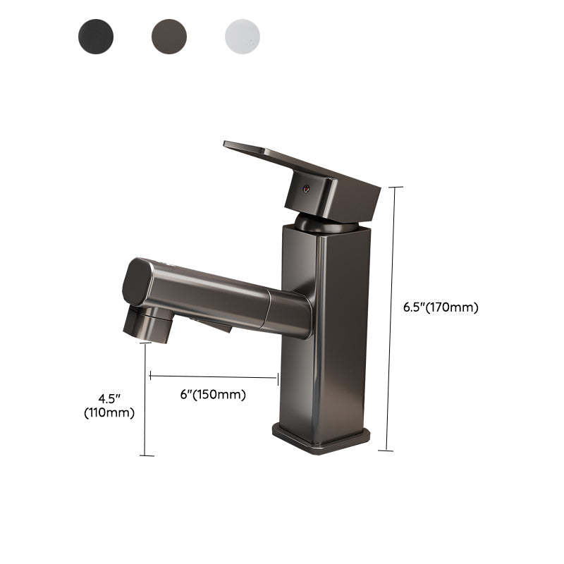 Bathroom Vessel Faucet Swivel Spout Single Handle Faucet with Pull-Out Spray Head
