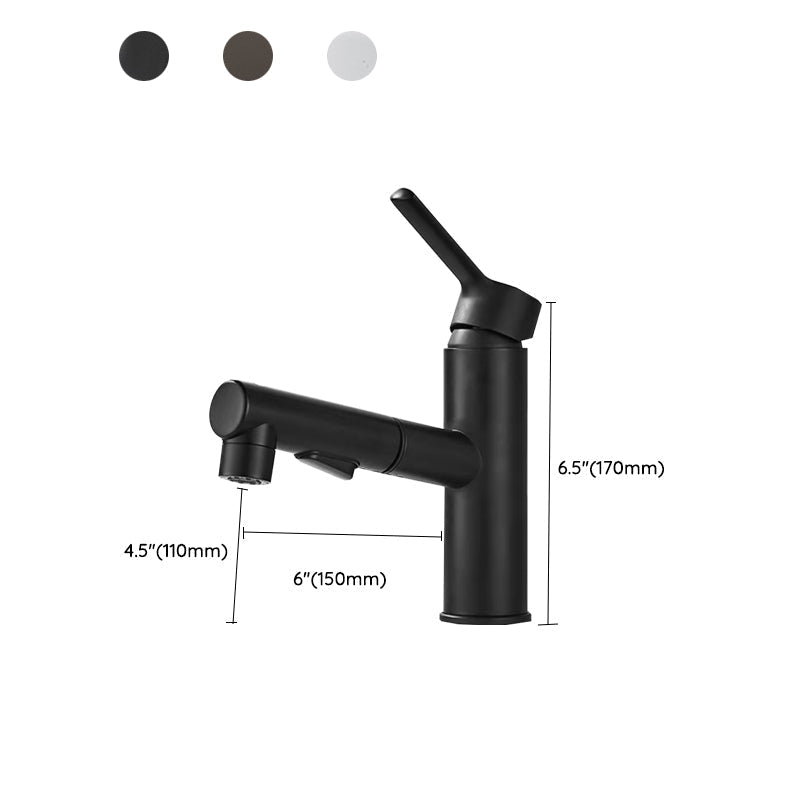 Bathroom Vessel Faucet Swivel Spout Single Handle Faucet with Pull-Out Spray Head