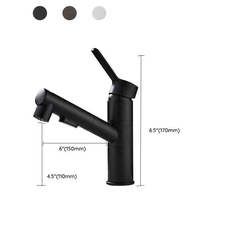 Bathroom Vessel Faucet Swivel Spout Single Handle Faucet with Pull-Out Spray Head