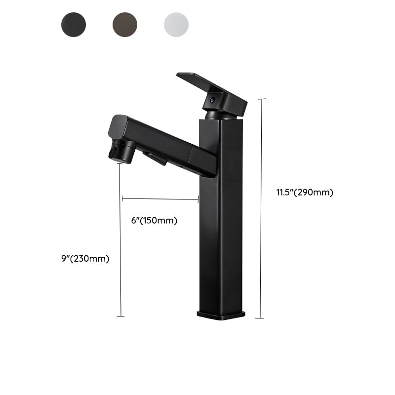 Bathroom Vessel Faucet Swivel Spout Single Handle Faucet with Pull-Out Spray Head
