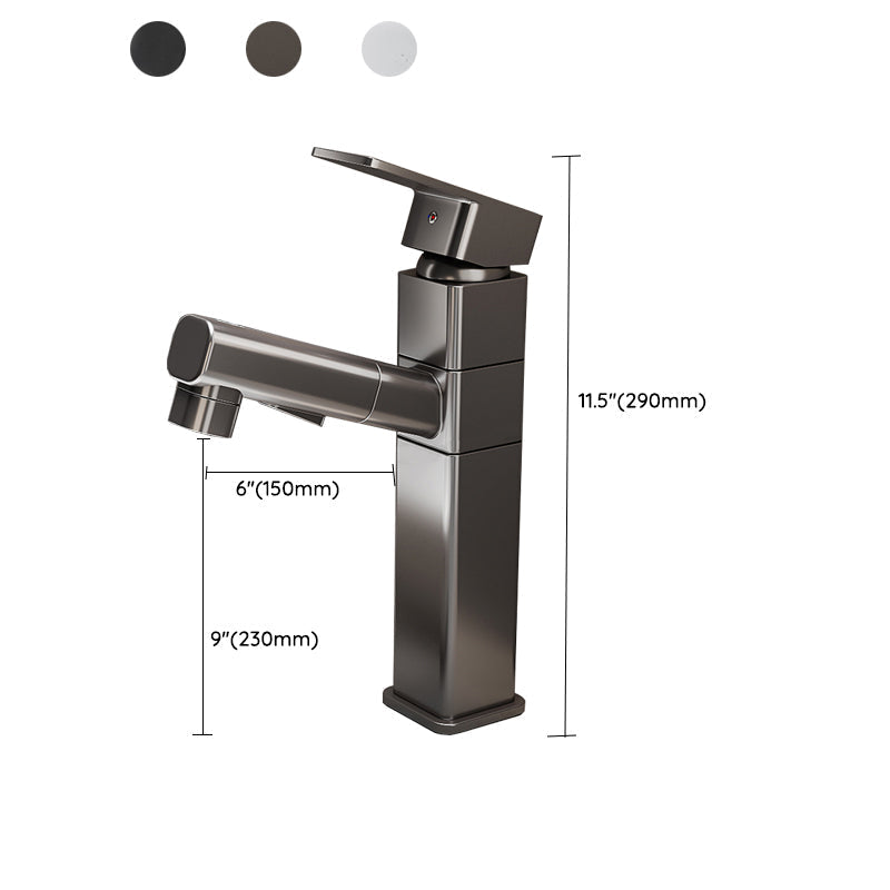 Bathroom Vessel Faucet Swivel Spout Single Handle Faucet with Pull-Out Spray Head