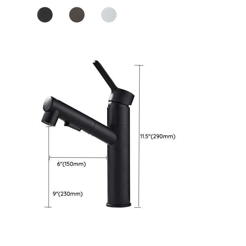 Bathroom Vessel Faucet Swivel Spout Single Handle Faucet with Pull-Out Spray Head