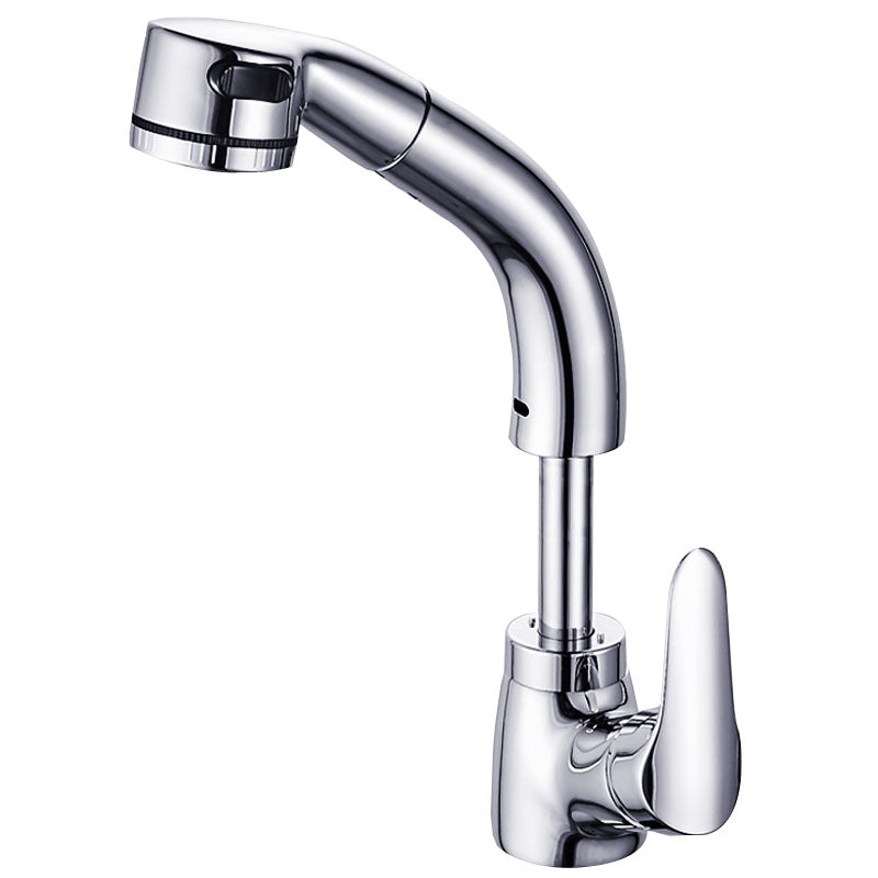Vessel Sink Bathroom Faucet with Swiveling Spout Single Lever Faucet with Pull-Out Spray