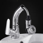 Vessel Sink Bathroom Faucet with Swiveling Spout Single Lever Faucet with Pull-Out Spray