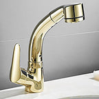 Vessel Sink Bathroom Faucet with Swiveling Spout Single Lever Faucet with Pull-Out Spray