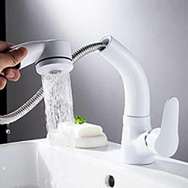 Vessel Sink Bathroom Faucet with Swiveling Spout Single Lever Faucet with Pull-Out Spray