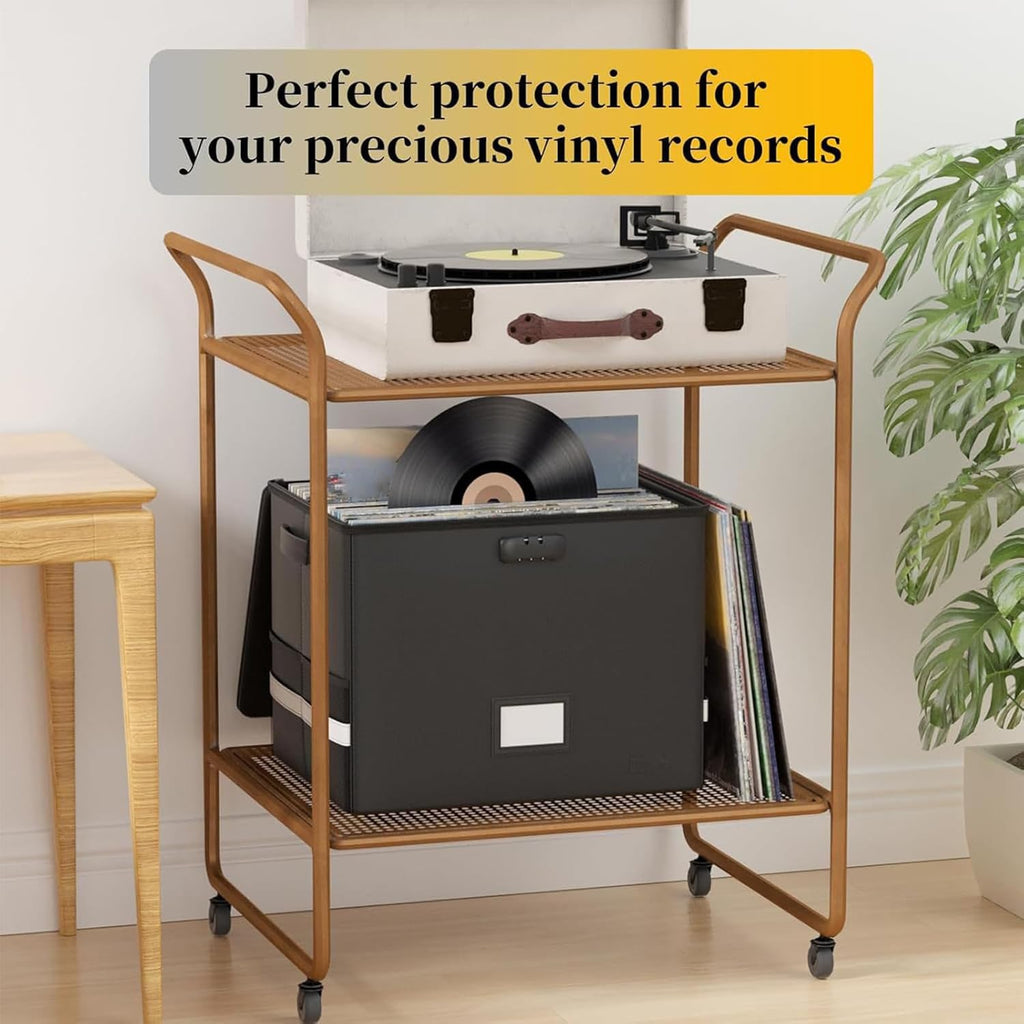 Fireproof Record Storage Case – Waterproof Organizer for 150+ 12-Inch Records – Arcion