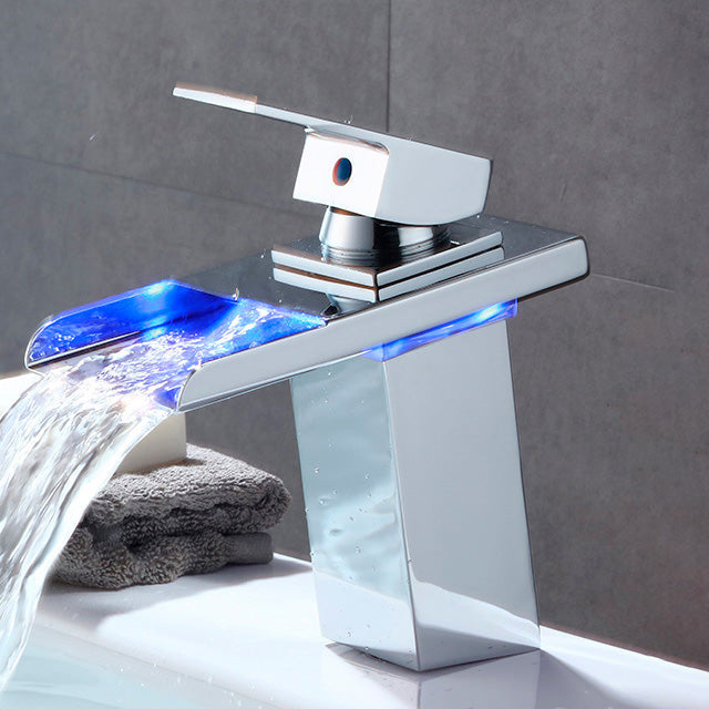 Basin faucet lever handle waterfall outlet bathroom fixture