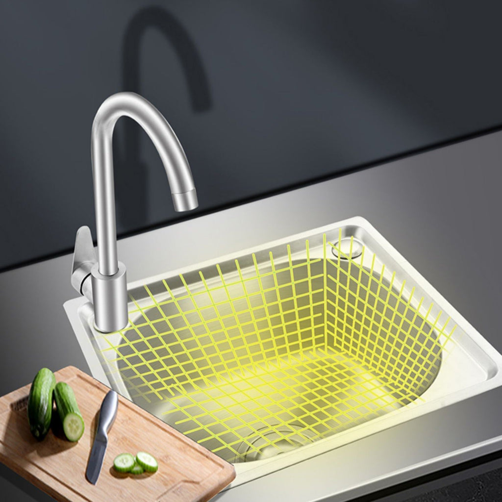 Modern Bar Prep Mirror Stainless Steel with Faucet Workstation Rack
