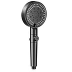 Modern 6 Setting Shower Head Adjustable Spray Pattern Matt Black Round Shower Head