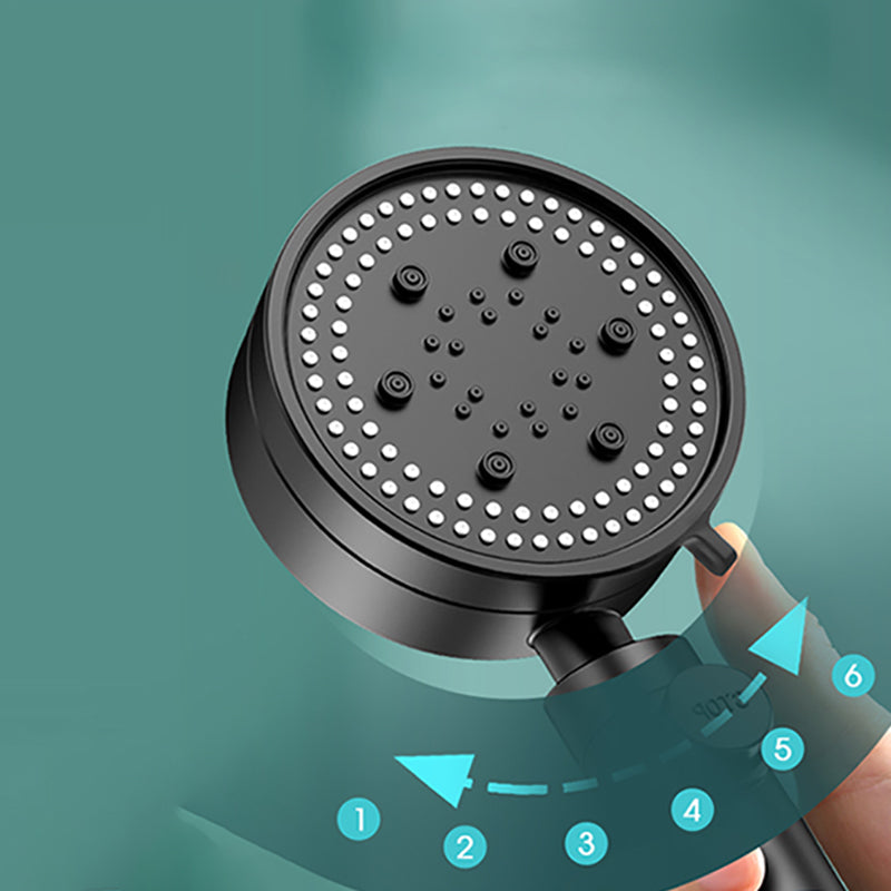 Modern 6 Setting Shower Head Adjustable Spray Pattern Matt Black Round Shower Head