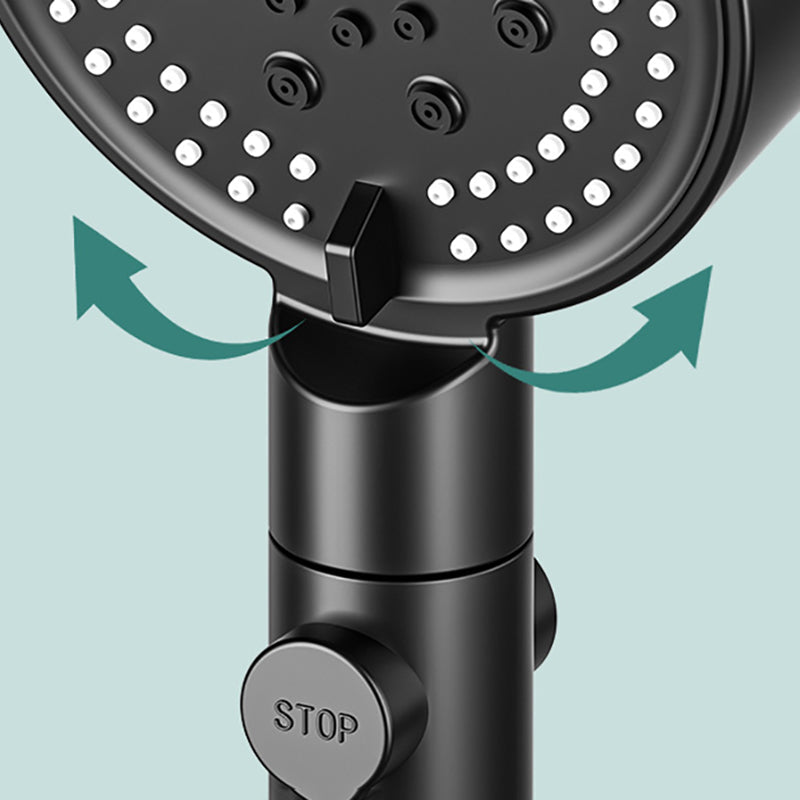 Modern 6 Setting Shower Head Adjustable Spray Pattern Matt Black Round Shower Head
