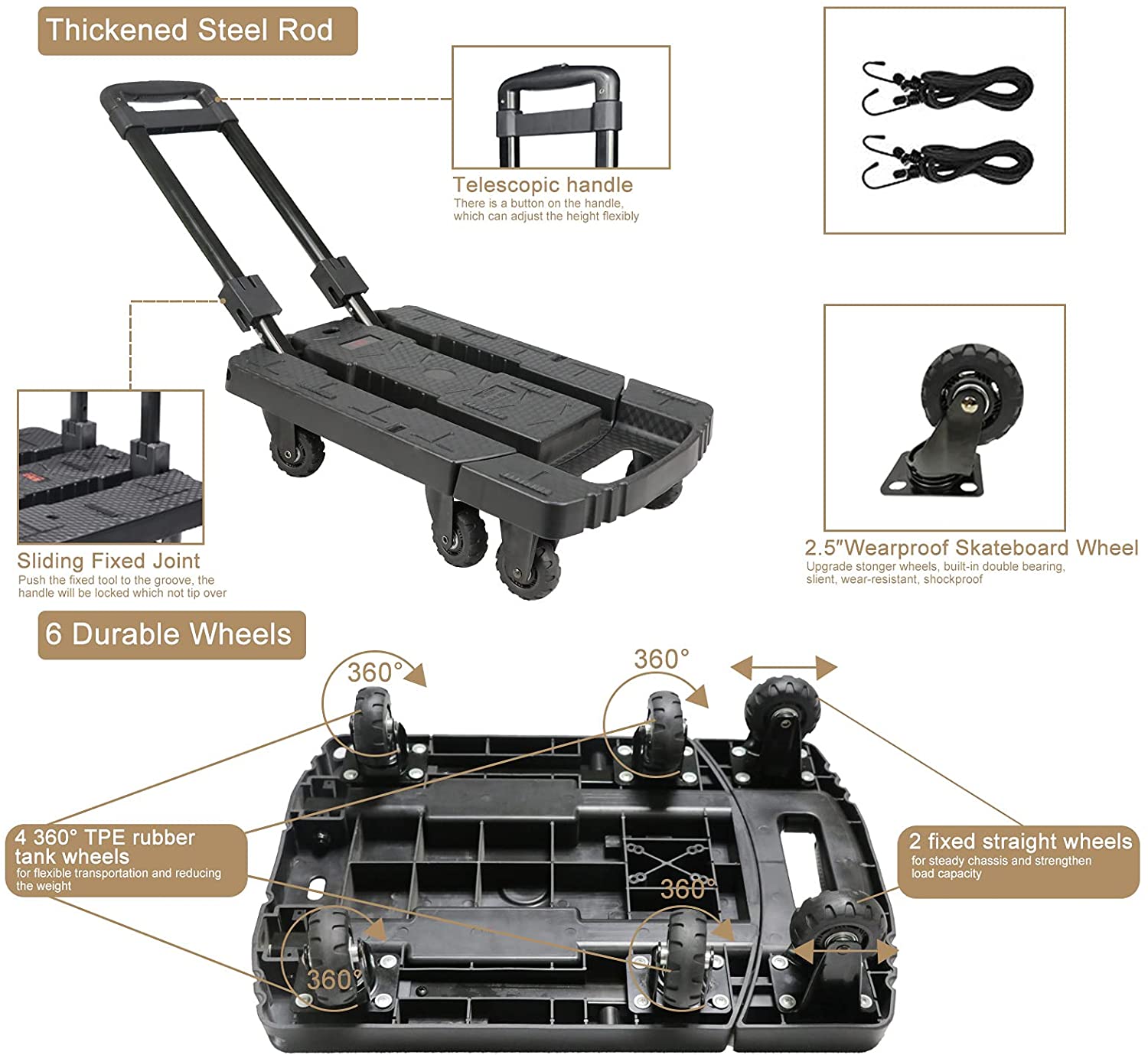 Heavy Duty 440LB Moving Dolly Moving Cart