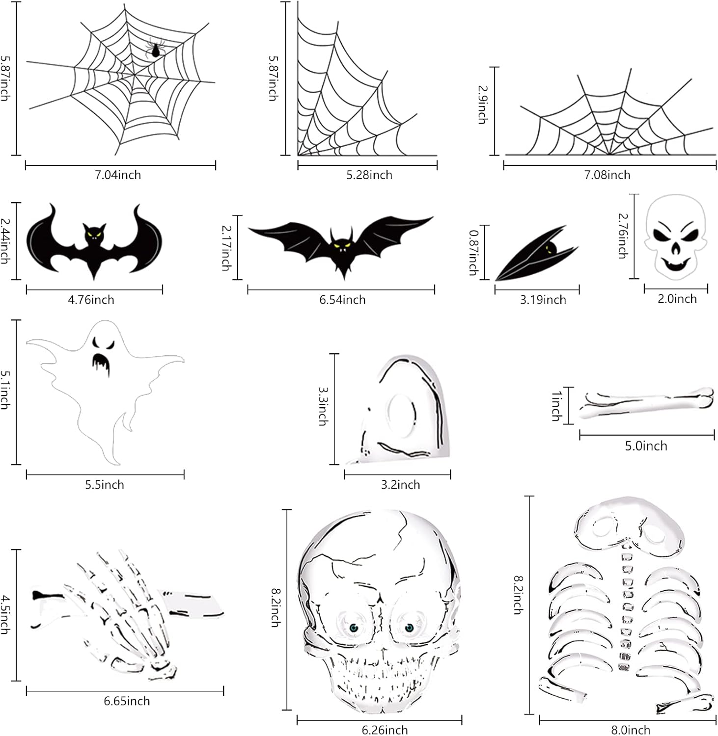 140PCS Halloween Window Clings Decor - Double-Sided Removable Stickers For Indoor Halloween Party Decorations