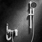 Round Shower Set White Wall Mounted Hand Shower Lever Handle Shower Hose Swiveling Shower Set