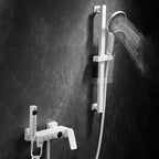 Round Shower Set White Wall Mounted Hand Shower Lever Handle Shower Hose Swiveling Shower Set