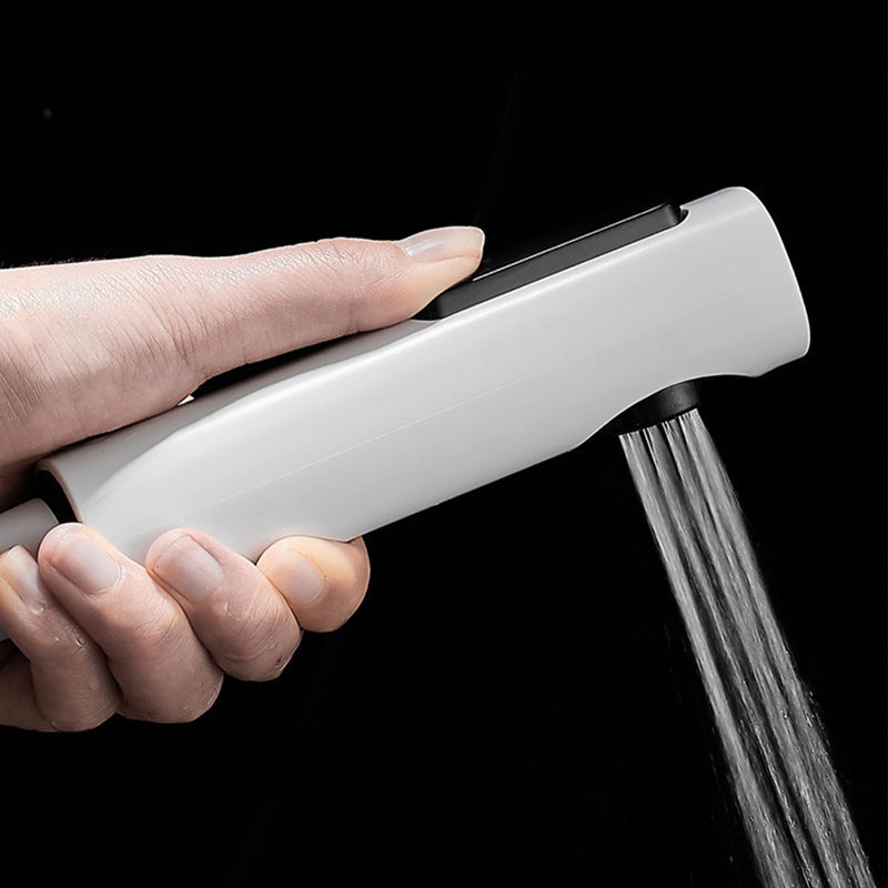 Round Shower Set White Wall Mounted Hand Shower Lever Handle Shower Hose Swiveling Shower Set