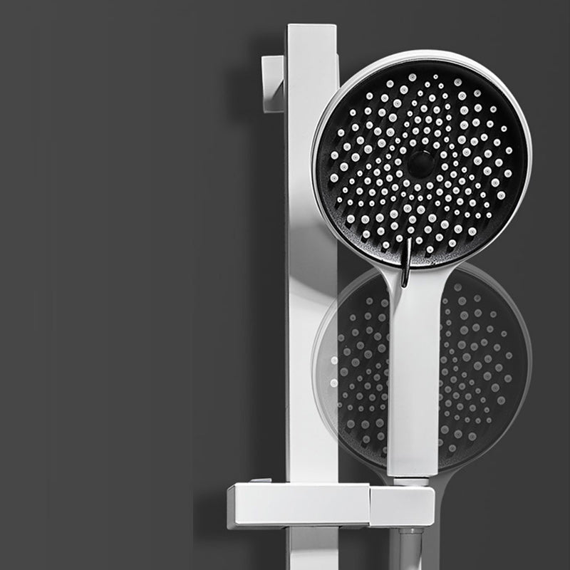 Round Shower Set White Wall Mounted Hand Shower Lever Handle Shower Hose Swiveling Shower Set