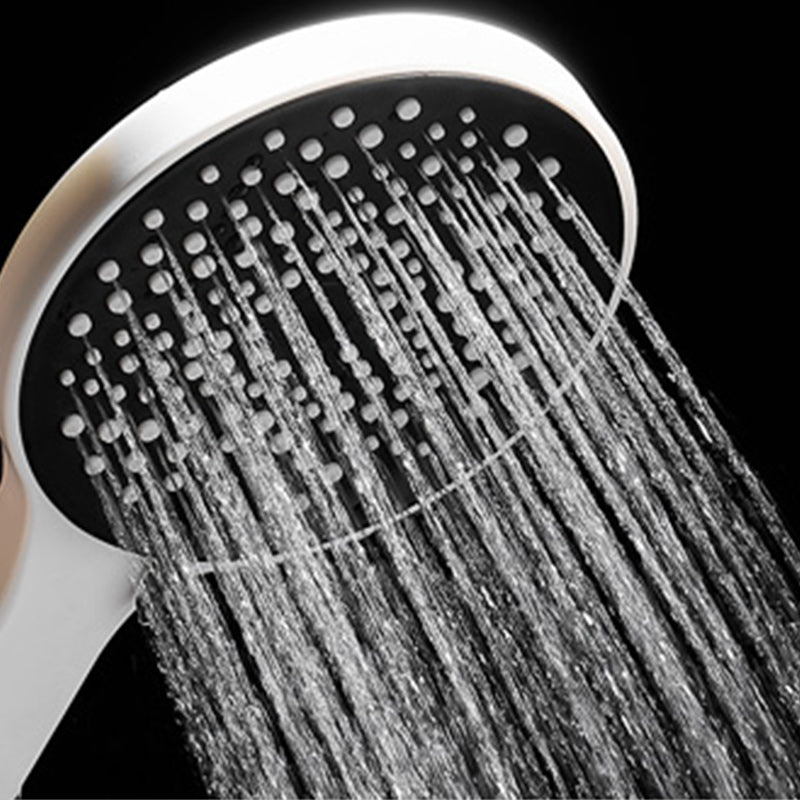 Round Shower Set White Wall Mounted Hand Shower Lever Handle Shower Hose Swiveling Shower Set