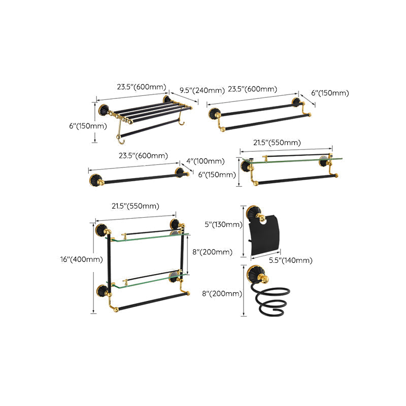 Traditional Bathroom Accessories Set Towel Bar Bathroom Shelf Black Bathroom Accessories Set