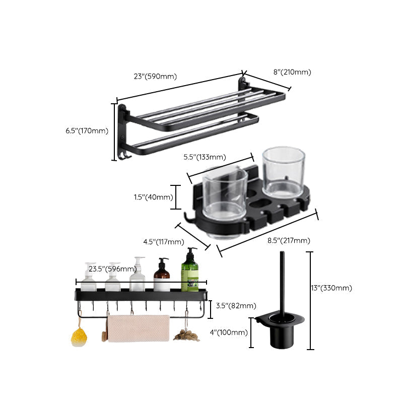 Modern Bathroom Accessories Set Black Towel Bar Paper Holder Bathroom Accessories Kit