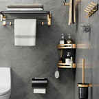 Modern Bathroom Accessories Set Paper Holder Towel Bar Black Bathroom Accessories Set