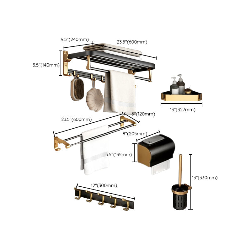 Modern Bathroom Accessories Set Paper Holder Towel Bar Black Bathroom Accessories Set
