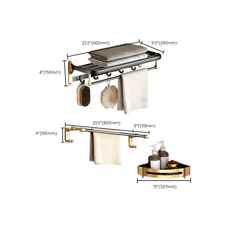 Modern Bathroom Accessories Set Paper Holder Towel Bar Black Bathroom Accessories Set