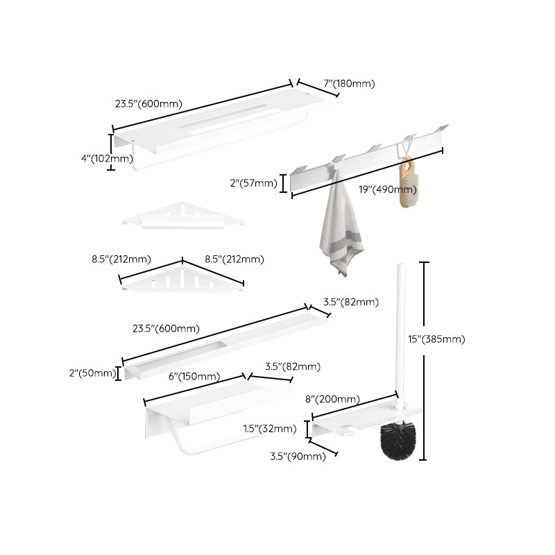 Modern White Bathroom Accessory Set Bathroom Shelf Paper Holder Bathroom Accessory Kit