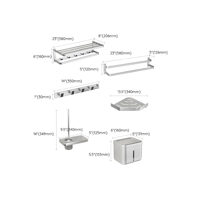 Modern Bathroom Accessories Set Silver Bathroom Shelf Towel Holder Bathroom Accessories Kit