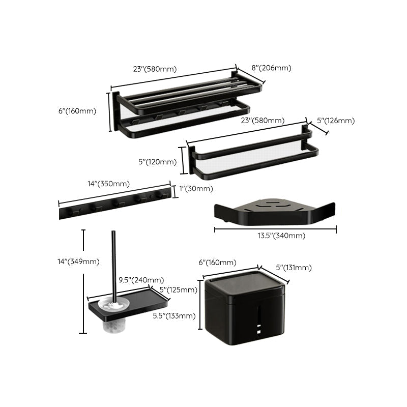 Modern Bathroom Set Towel Bar Paper Holder Black Bathroom Accessory Set