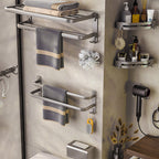 Modern Bathroom Accessory Set Towel Bar Paper Holder Gray Bathroom Accessory Set