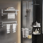 7-piece Bathroom Accessory Set Modern Aluminum Bathroom Set in Silver