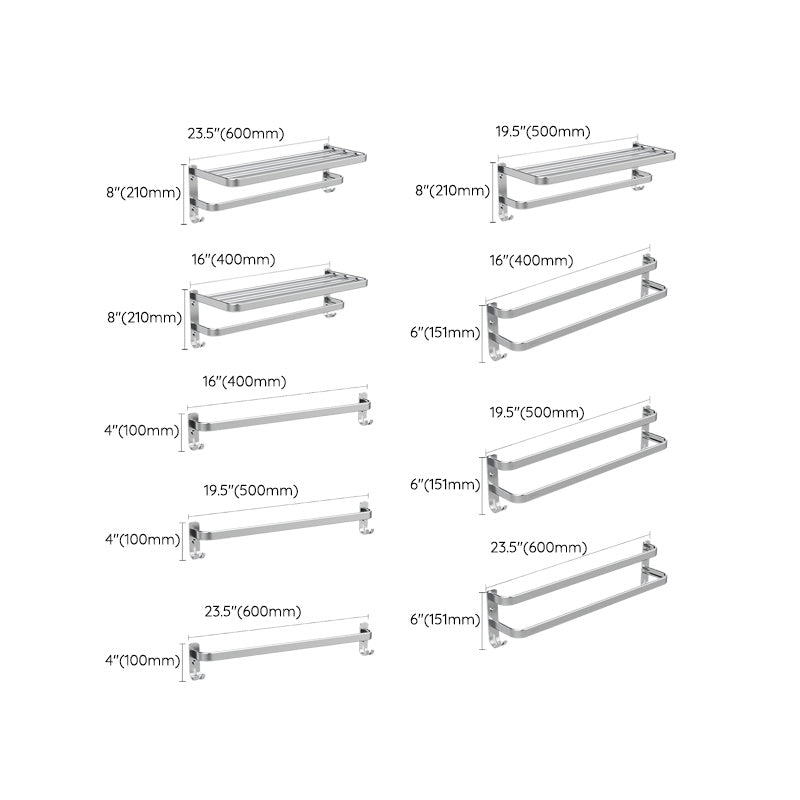 7-piece Bathroom Accessory Set Modern Aluminum Bathroom Set in Silver